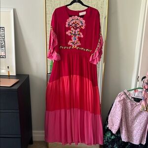 Peter Pilotto Red and Pink Embroidered Dress